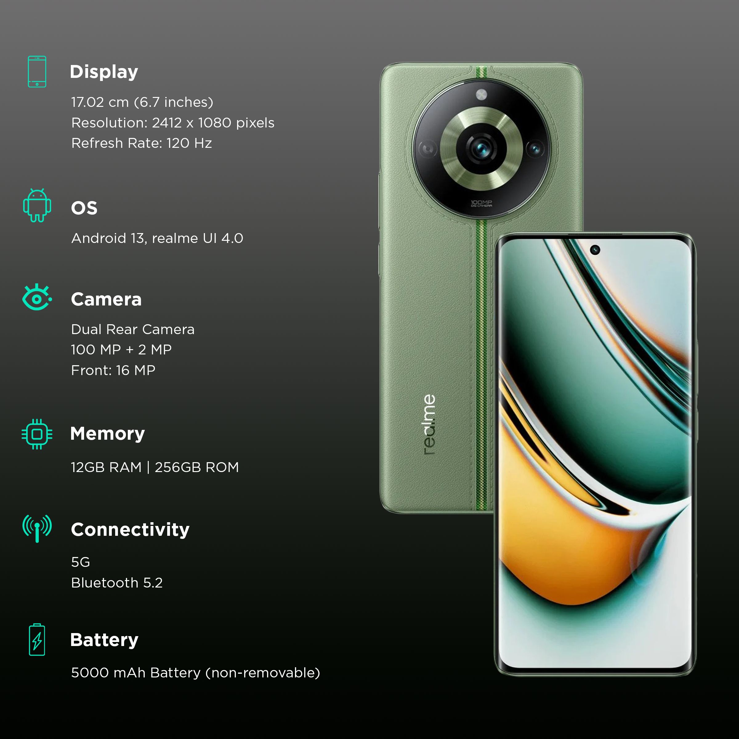 смартфон realme 11 pro  5g 12 512gb oasis green